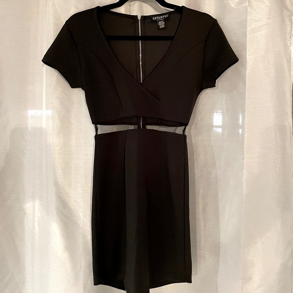 black t-shirt mini dress with mesh